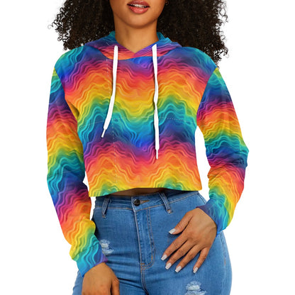 Women's midriff-baring sweatshirt - Rainbow