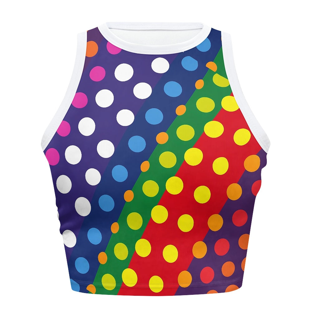 LGBTQ-Friendly Rainbow Polka Dot 
Tight Tank Top (short) by Luxtrini