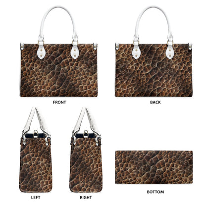 Wild Essence: Textured Brown Women's PU Leather Twill Handbag for Everyday Elegance