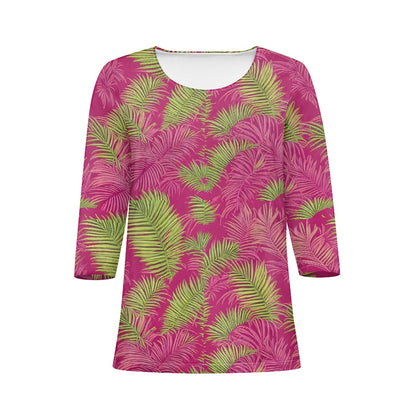 Women's three quarter sleeve top white