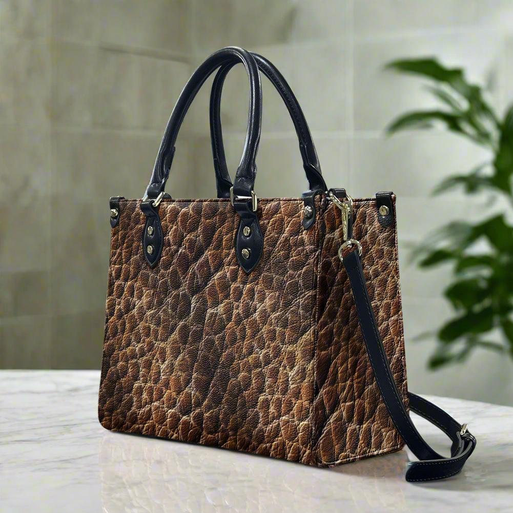 Wild Essence: Textured Brown Women's PU Leather Twill Handbag for Everyday Elegance