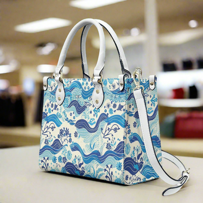 Timeless Waves: Elegant PU Leather Twill Carryall handbag