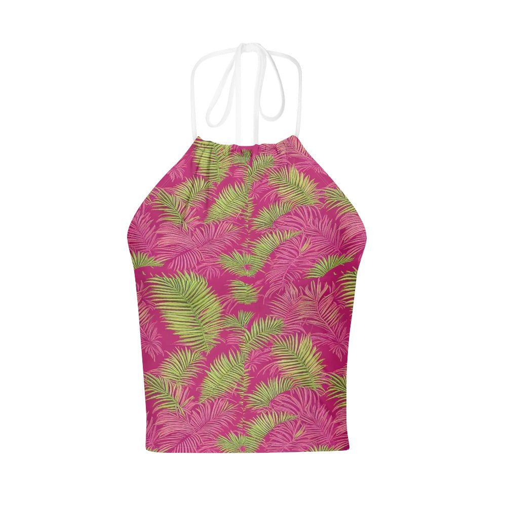 All-Over Print Women's Halter Top With Backless