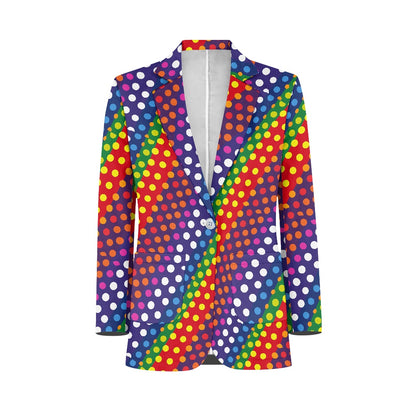 LGBTQ-Friendly Rainbow Polka Dot Ladies Casual Blazer by Luxtrini white