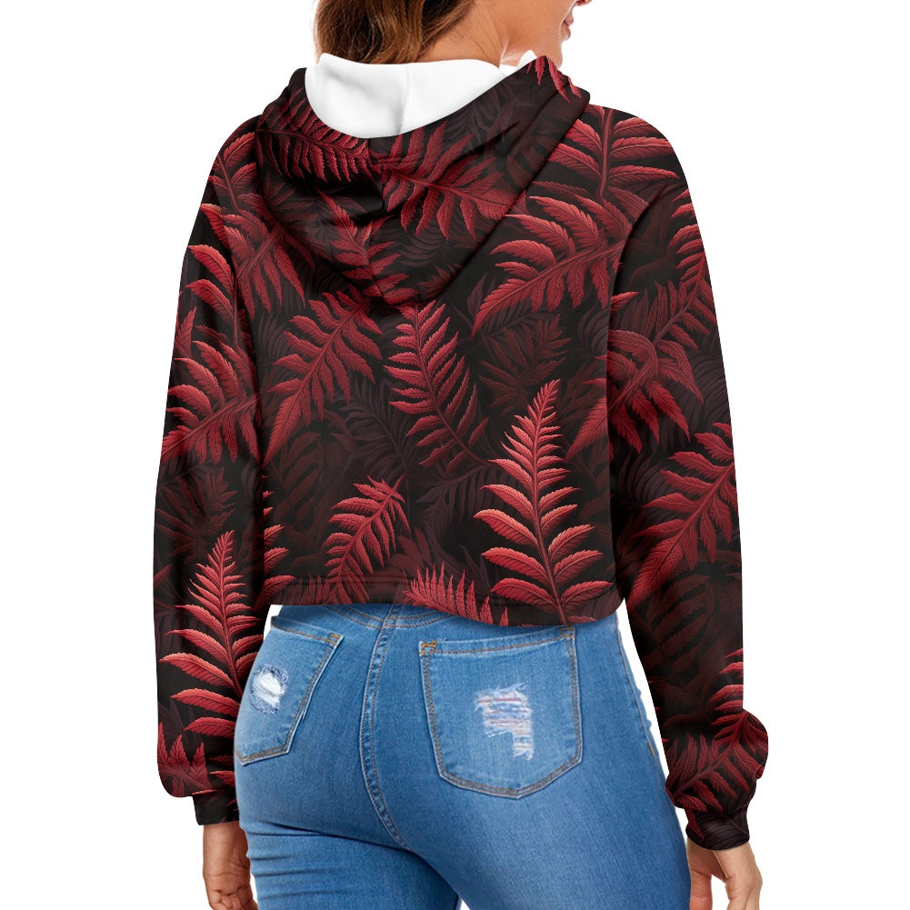 Women's midriff-baring sweatshirt - Tropical Red