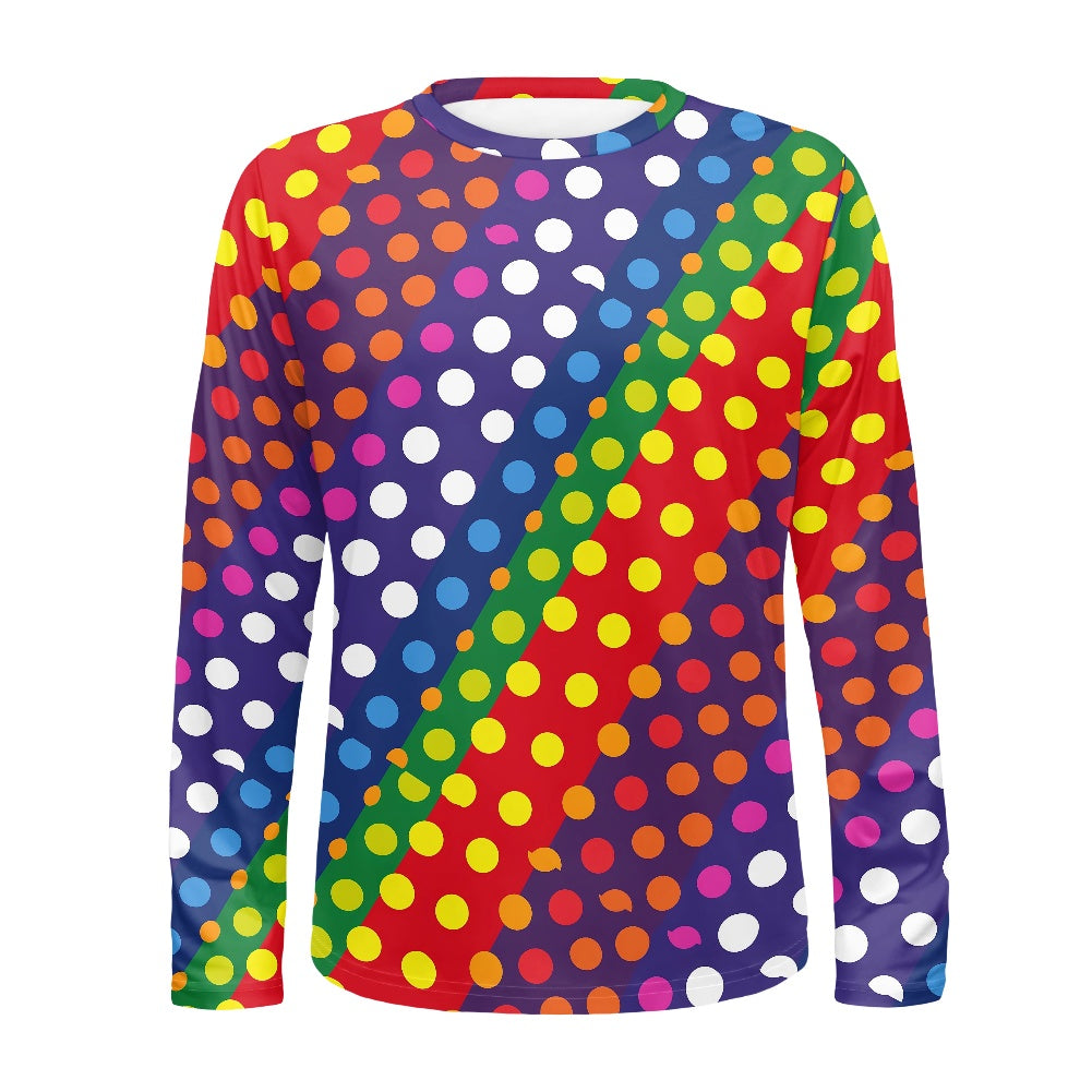 LGBTQ-Friendly Rainbow Polka Dot Women's Long Sleeve T Shirt by Luxtrini white