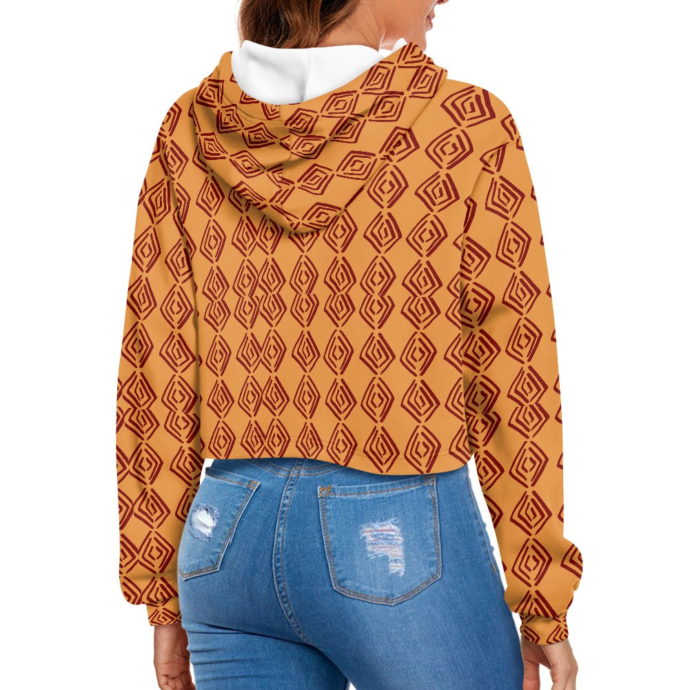 Women's midriff-baring sweatshirt - Mudcloth African