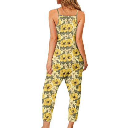 Yellow Hibiscus Rompers - Exclusive One-of-a-Kind Luxury Romper - Limited Edition, Ethically Made, and Stylishly Comfortable