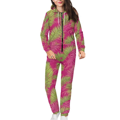 Women's hooded long sleeve jumpsuit