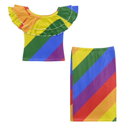 Rainbow Puletasi Style Maxi Dress Set 4XL