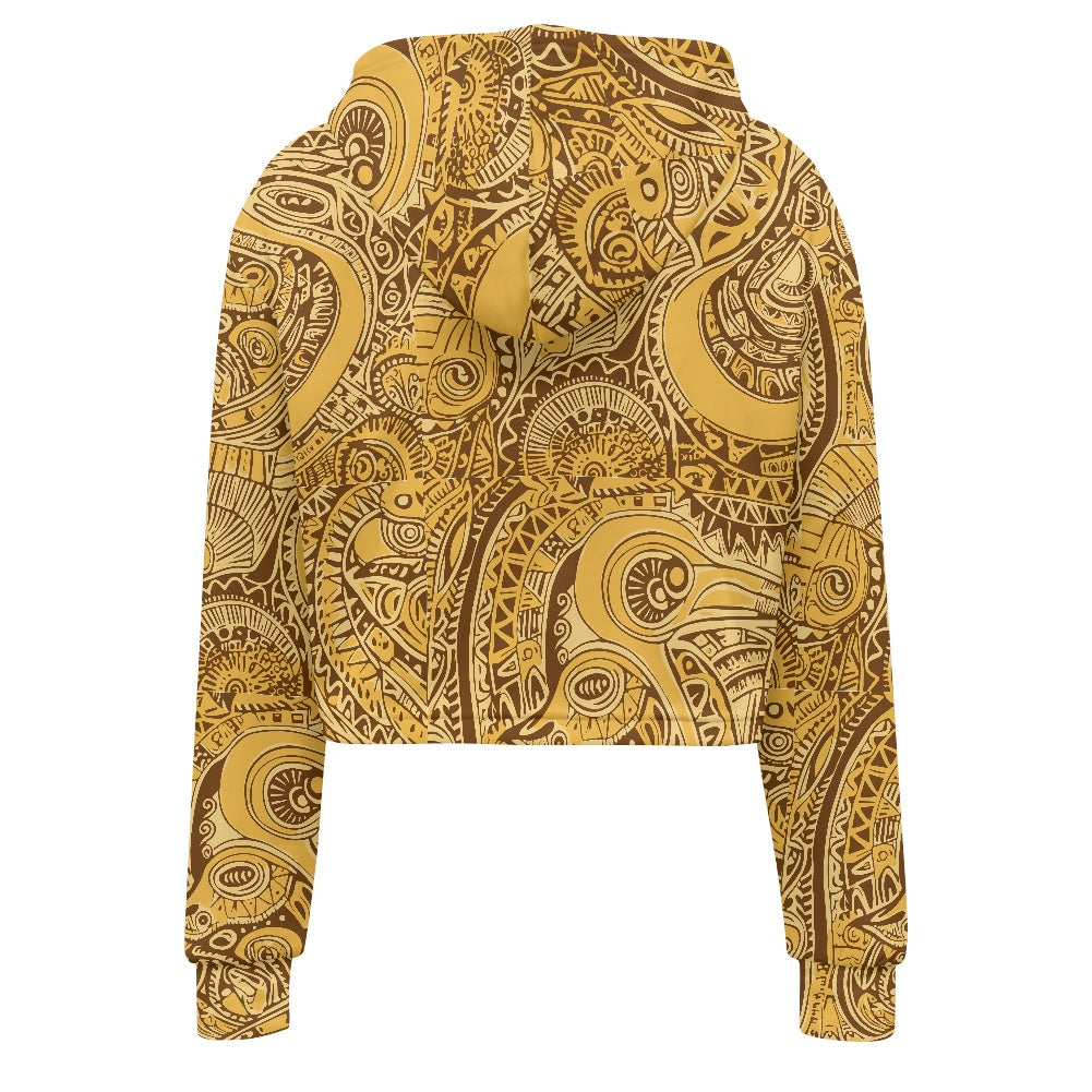 Women's midriff-baring sweatshirt - Gold Ethnic African