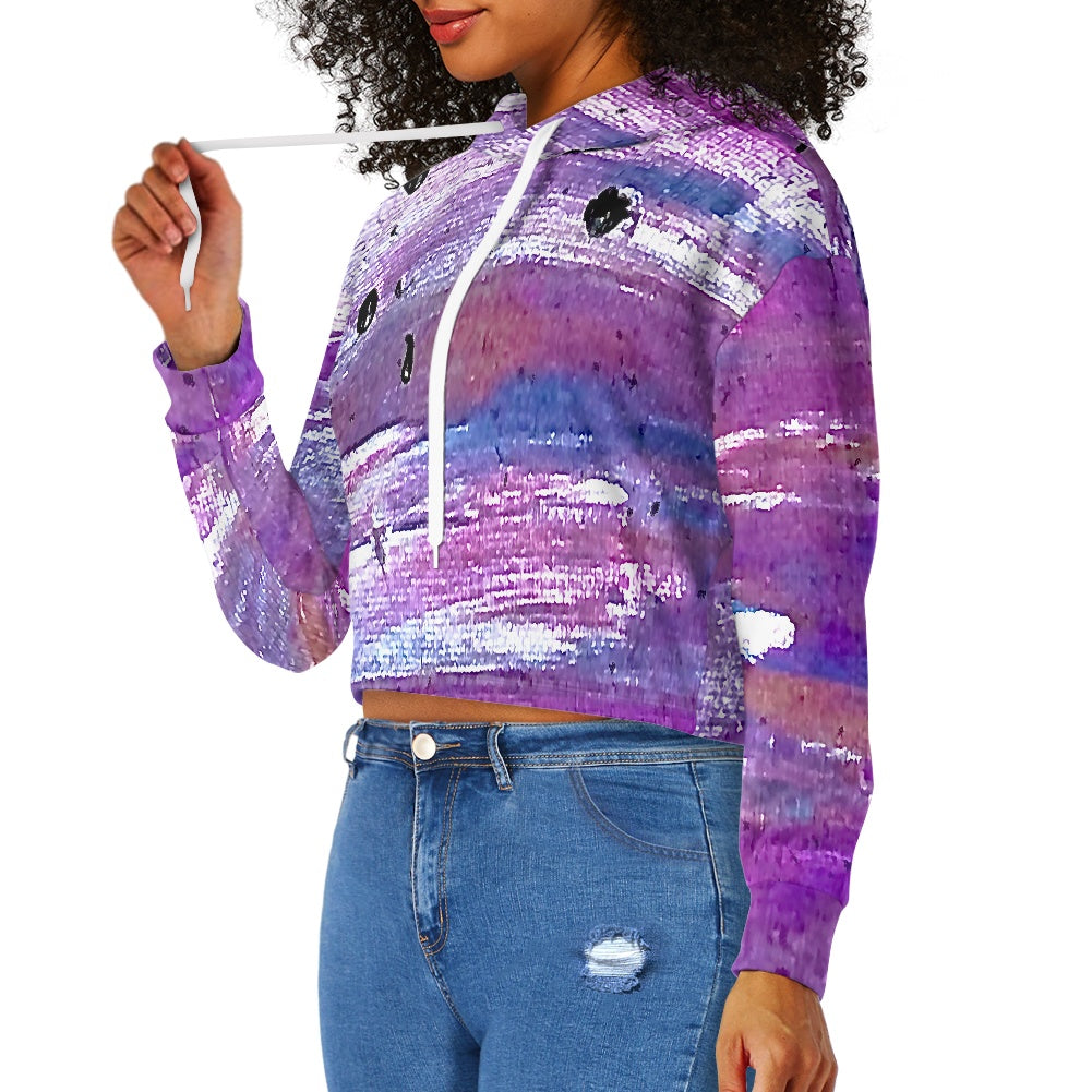 Women's midriff-baring sweatshirt - Purple streaks