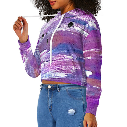 Women's midriff-baring sweatshirt - Purple streaks