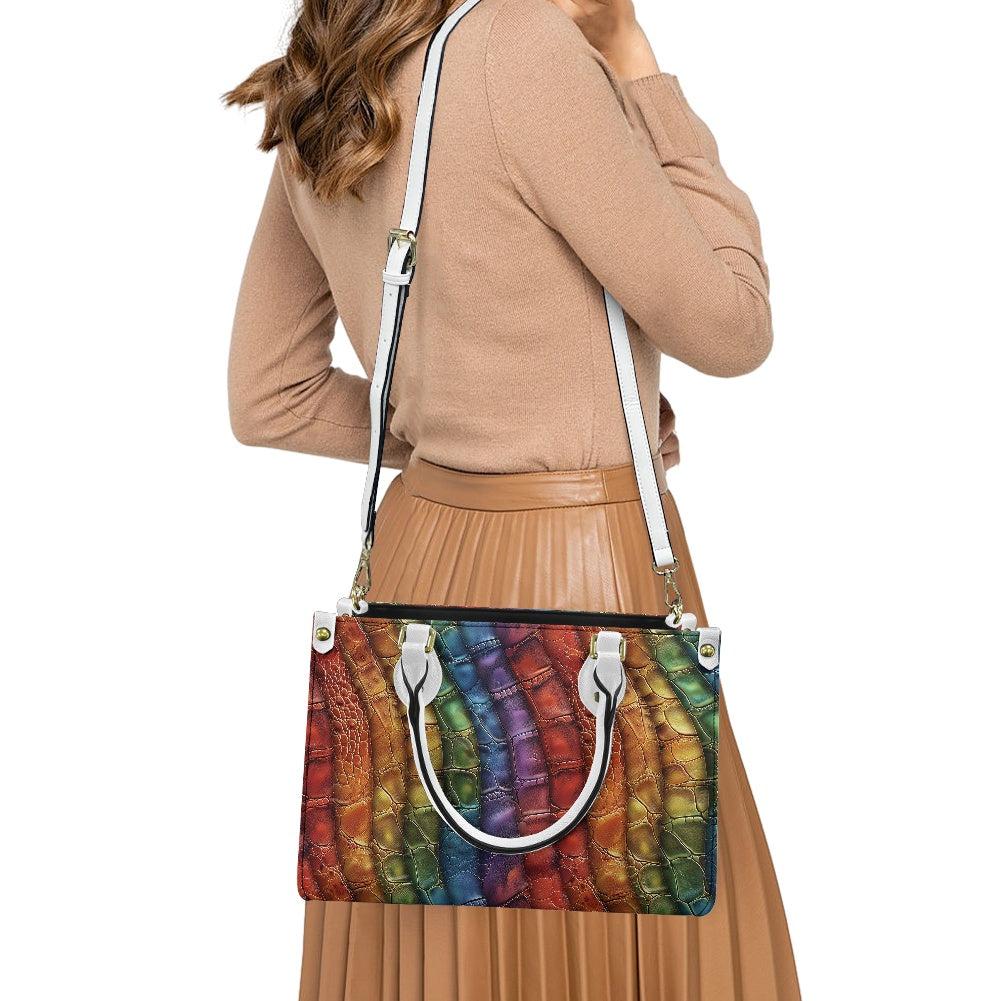 Alligator Rainbow Pride Women's PU leather twill handbag