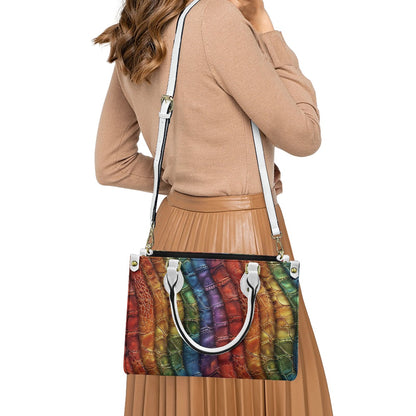 Alligator Rainbow Pride Women's PU leather twill handbag