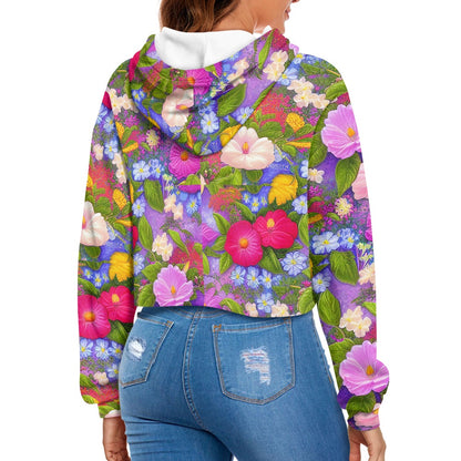 Women's midriff-baring sweatshirt - Floral