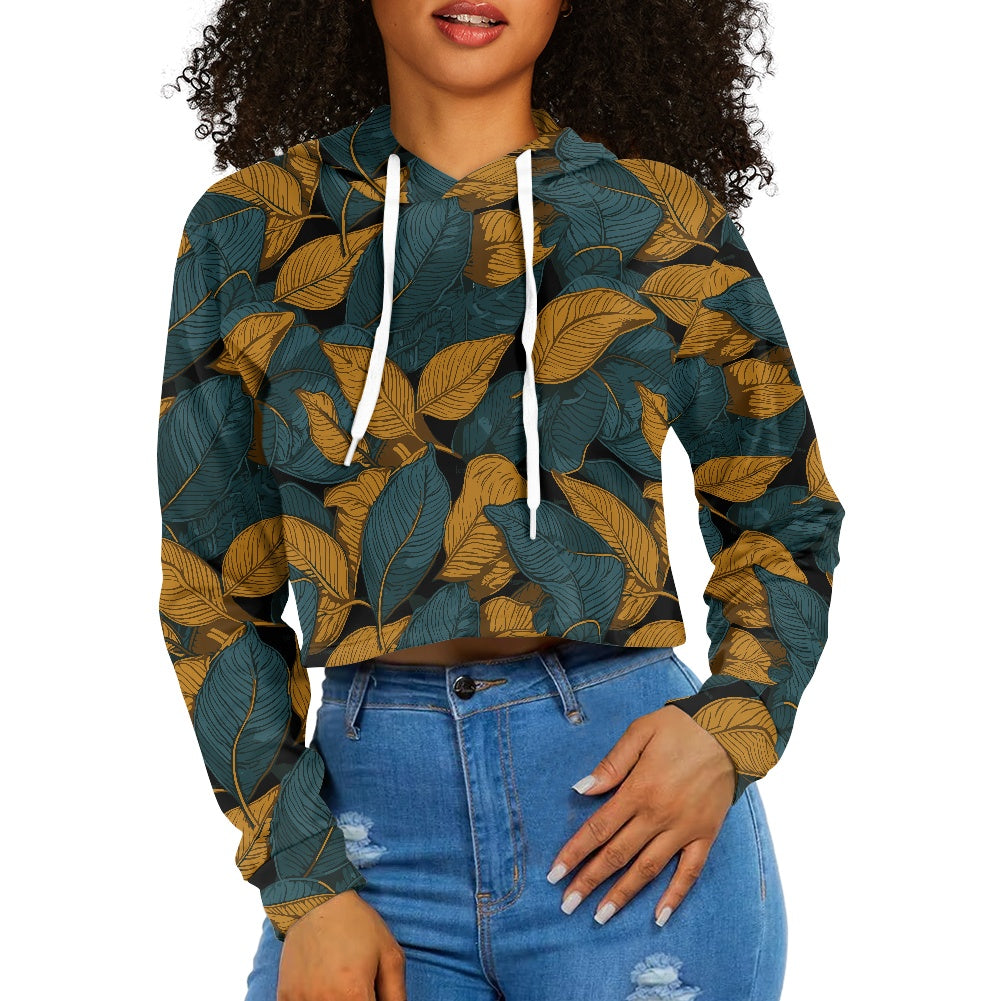 Women's midriff-baring sweatshirt - Green and Gold