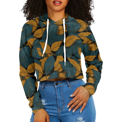 Women's midriff-baring sweatshirt - Green and Gold