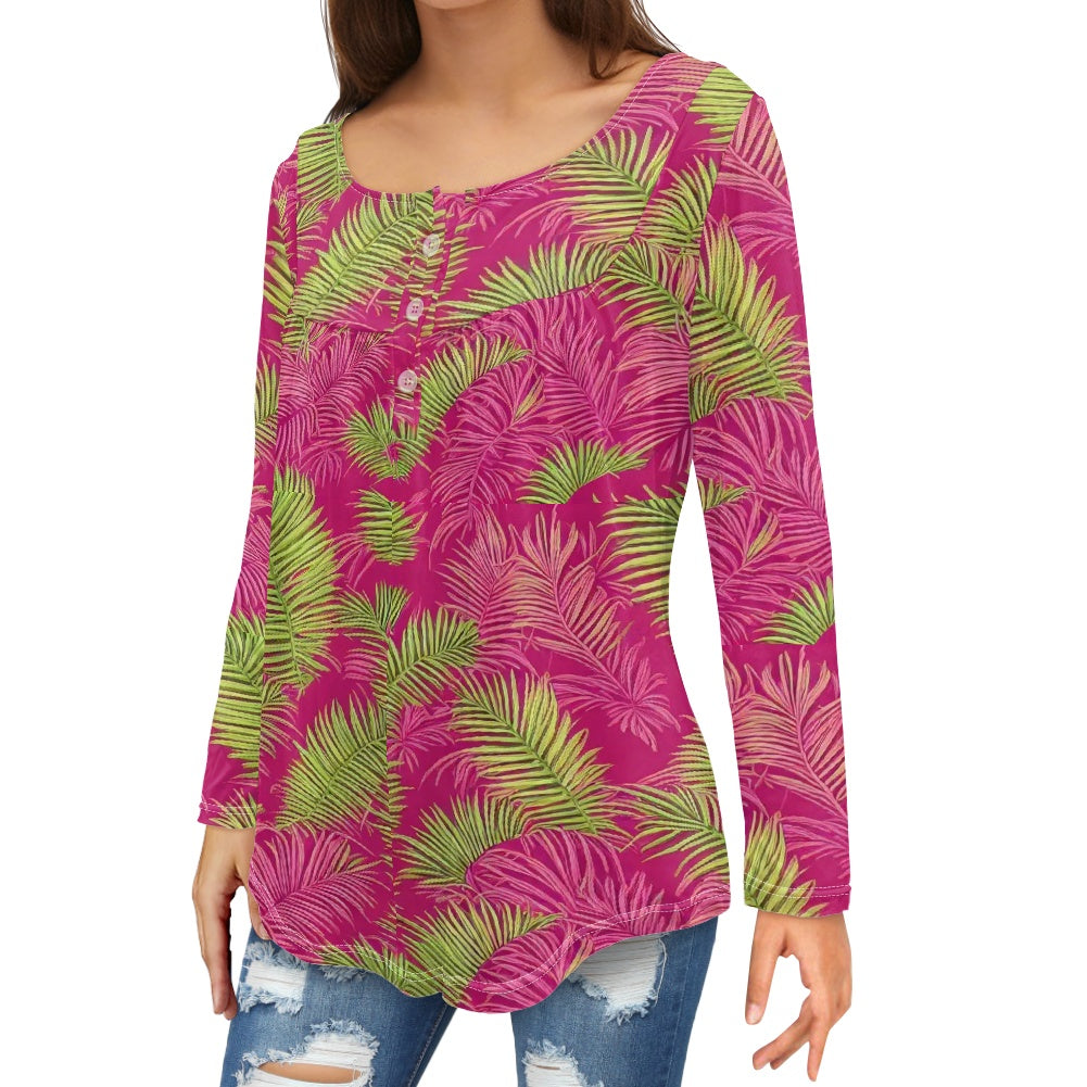 Casual round neck long sleeve T-shirt