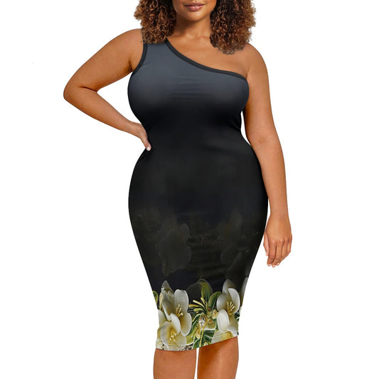 Discover Elegance: Luxtrini's One-Shoulder Slim Dress - Tropical