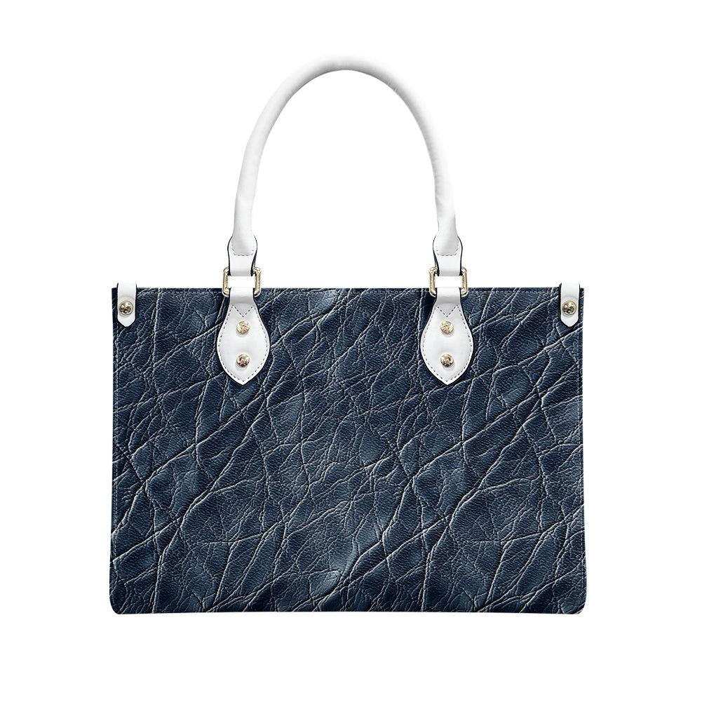 Sapphire Grace: Timeless Navy PU Leather Twill Handbag for Women