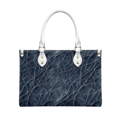 Sapphire Grace: Timeless Navy PU Leather Twill Handbag for Women