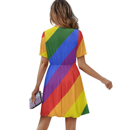 Ladies V-neck short-sleeved dress