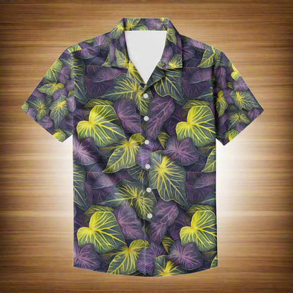 Luxtrini Iridescent Syngonium: Purple and Yellow Men's Casual Shirt