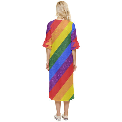 Rainbow Pride | Gay Pride | LGBTQ Pride | Double Cuff Midi Dress