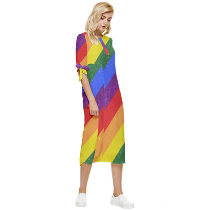 Rainbow Pride | Gay Pride | LGBTQ Pride | Bow Sleeve Chiffon Midi Dress