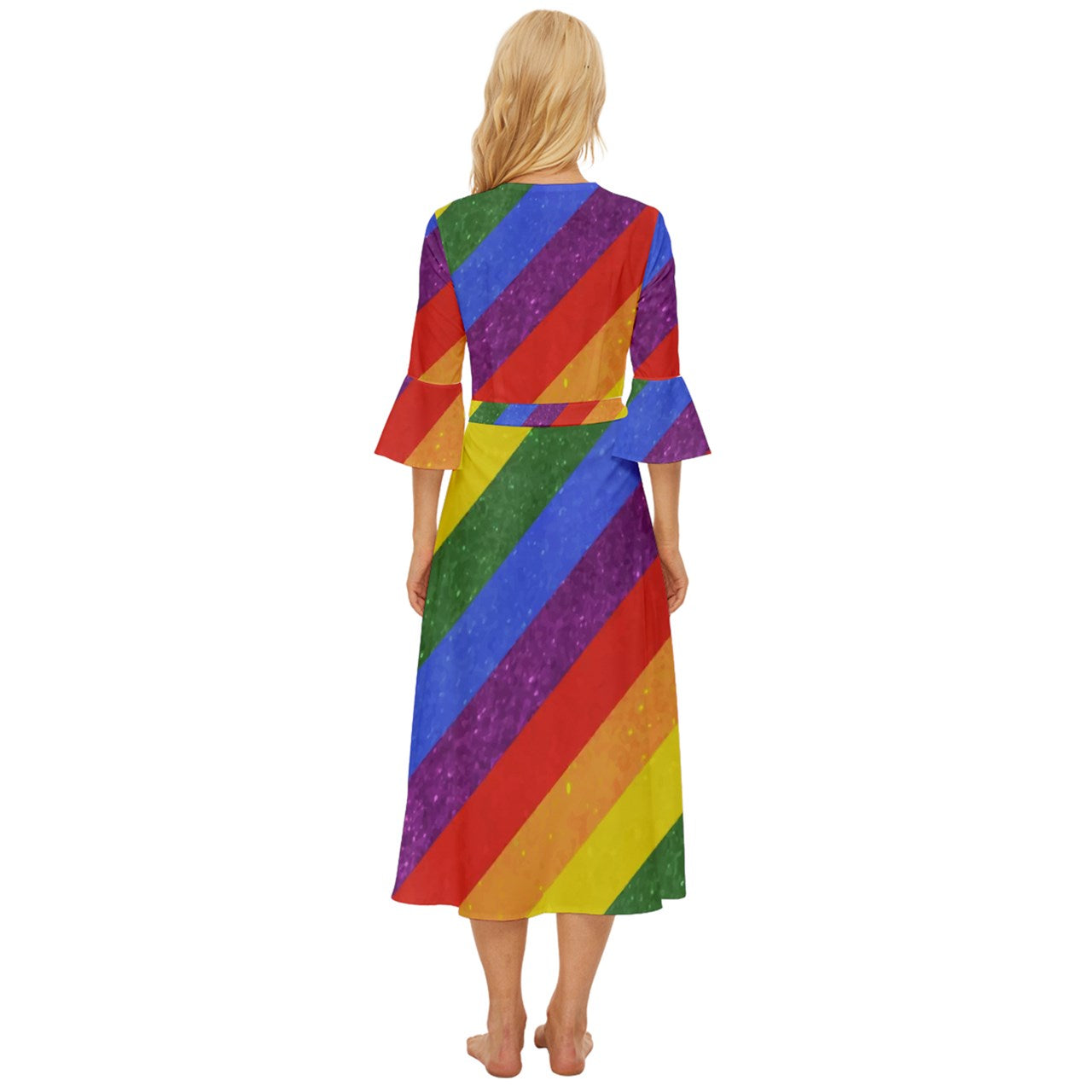 Luxtrini Rainbow Pride Midsummer Wrap Dress: Celebrate Your Pride in Style!