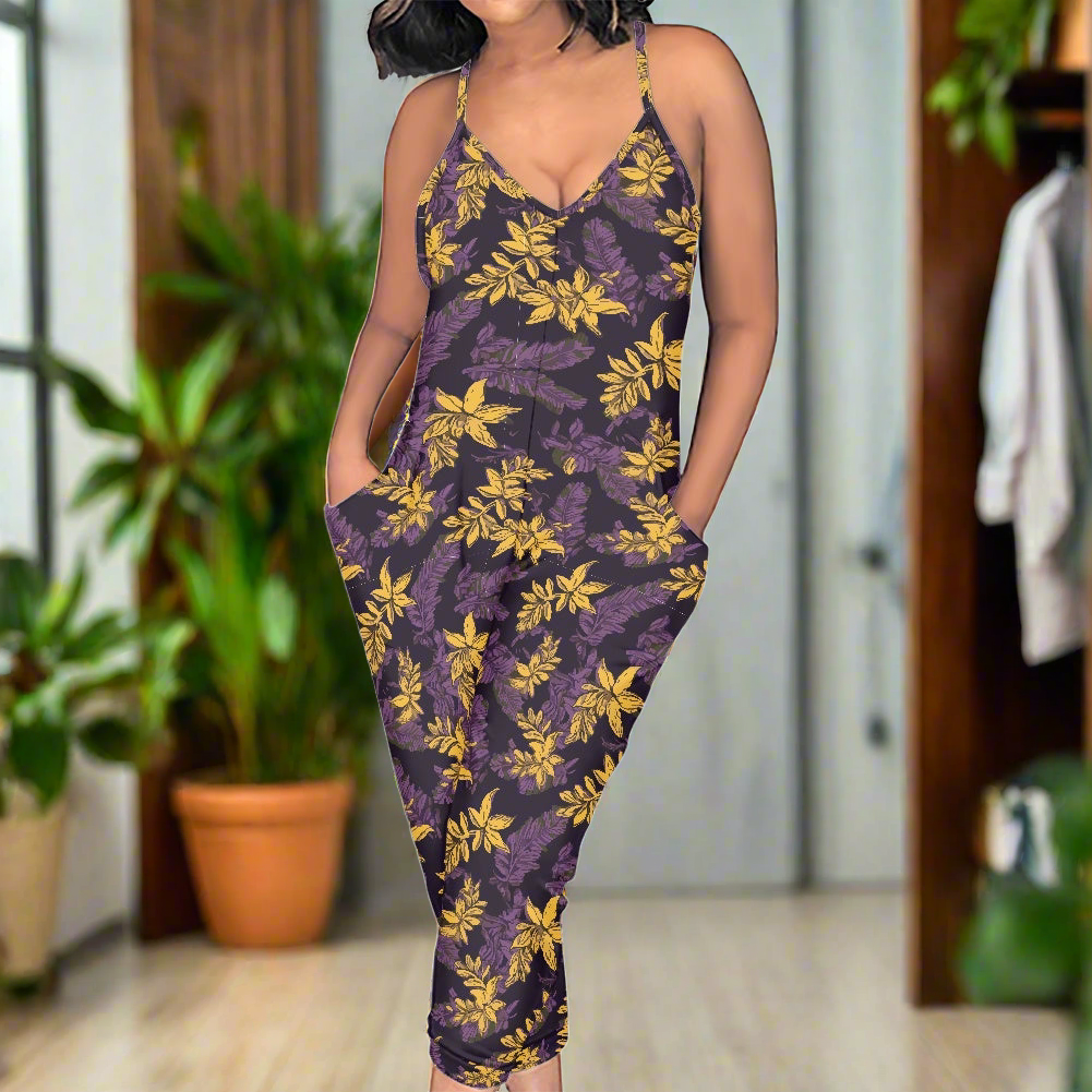 Purple and Gold Rompers - Exclusive One-of-a-Kind Luxury Romper - Limited Edition, Ethically Made, and Stylishly Comfortable