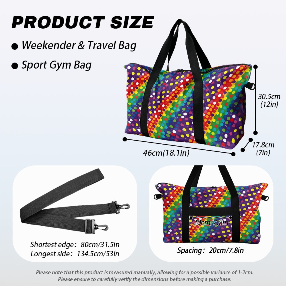 Dark Rainbow Stripes with Polka Dots Lightweight luggage