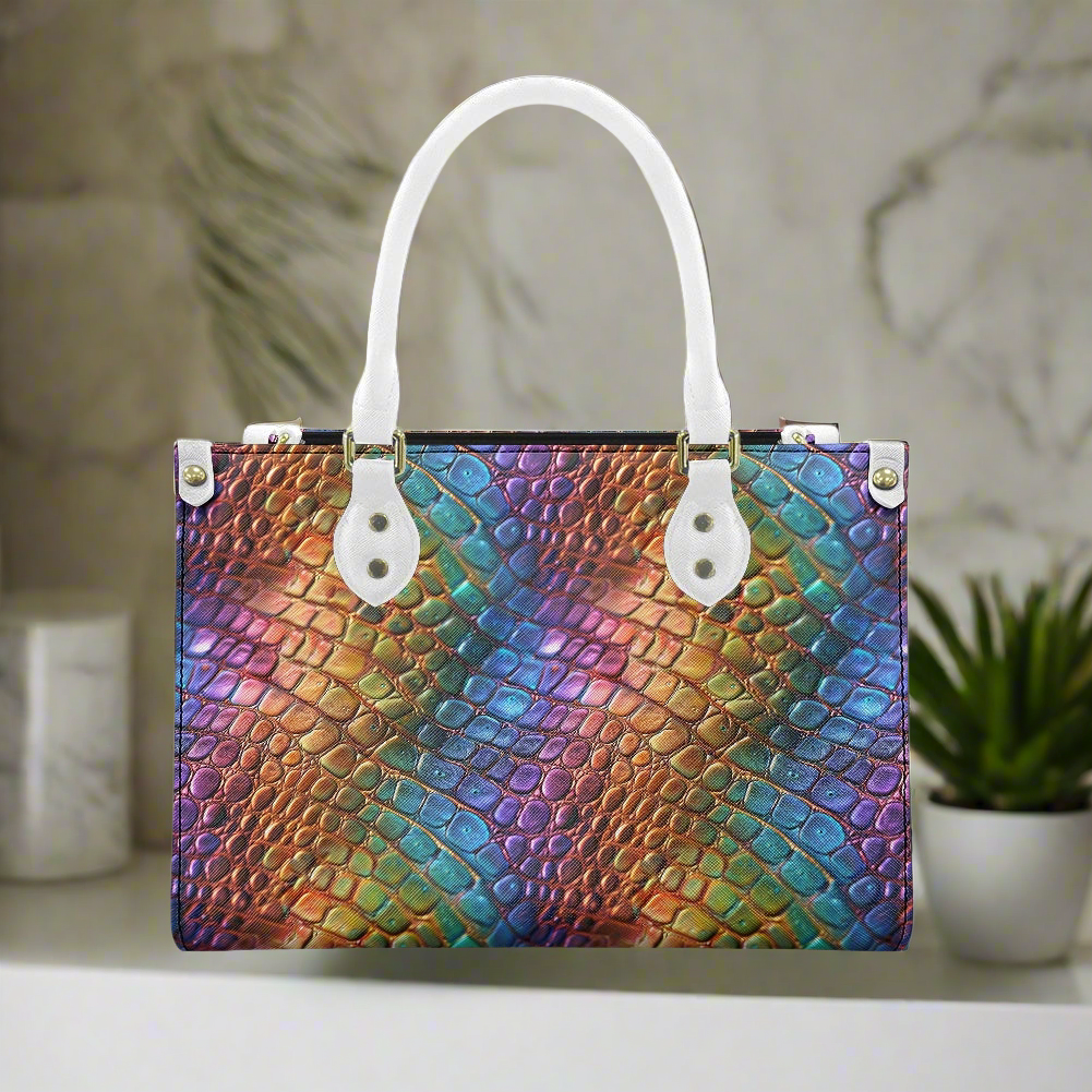 Alligator Rainbow Pride Women's PU leather twill handbag