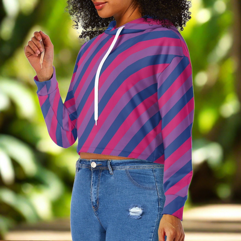 Women's midriff-baring sweatshirt - Bi Stripes