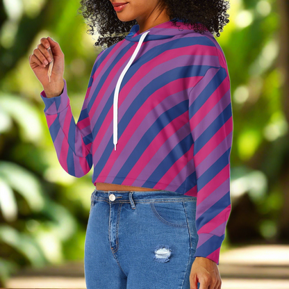 Women's midriff-baring sweatshirt - Bi Stripes