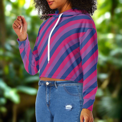 Women's midriff-baring sweatshirt - Bi Stripes