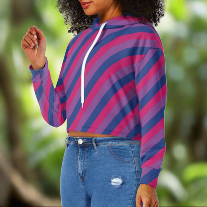 Women's midriff-baring sweatshirt - Bi Stripes
