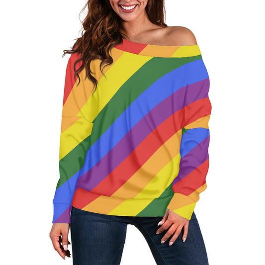 Rainbow Women's one-shoulder top white