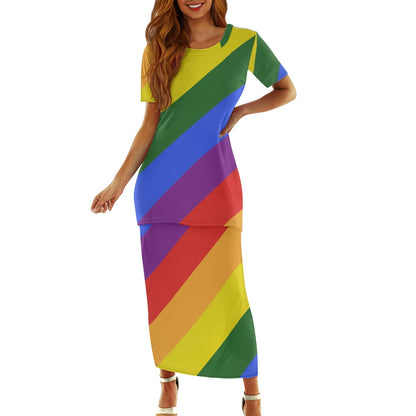 Rainbow Guinea Style Maxi Dress Set