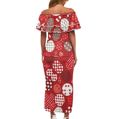 Red Polka Dot Puletasi Style Maxi Dress Set