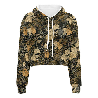Women's midriff-baring sweatshirt - Tropical white