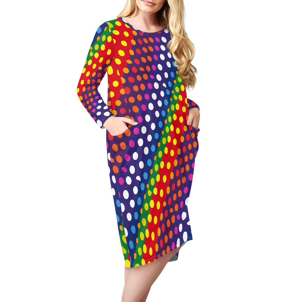 LGBTQ-Friendly Rainbow Polka Dot Long Sleeve Nightdress by Luxtrini