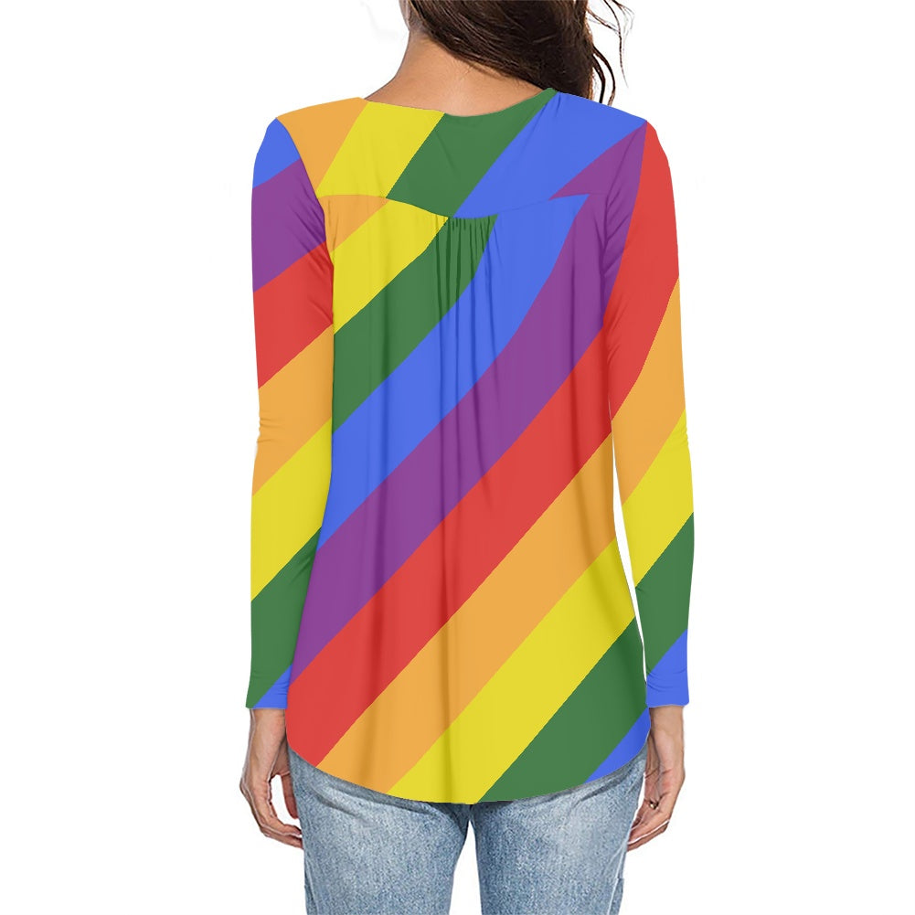 Rainbow Casual round neck long sleeve T-shirt