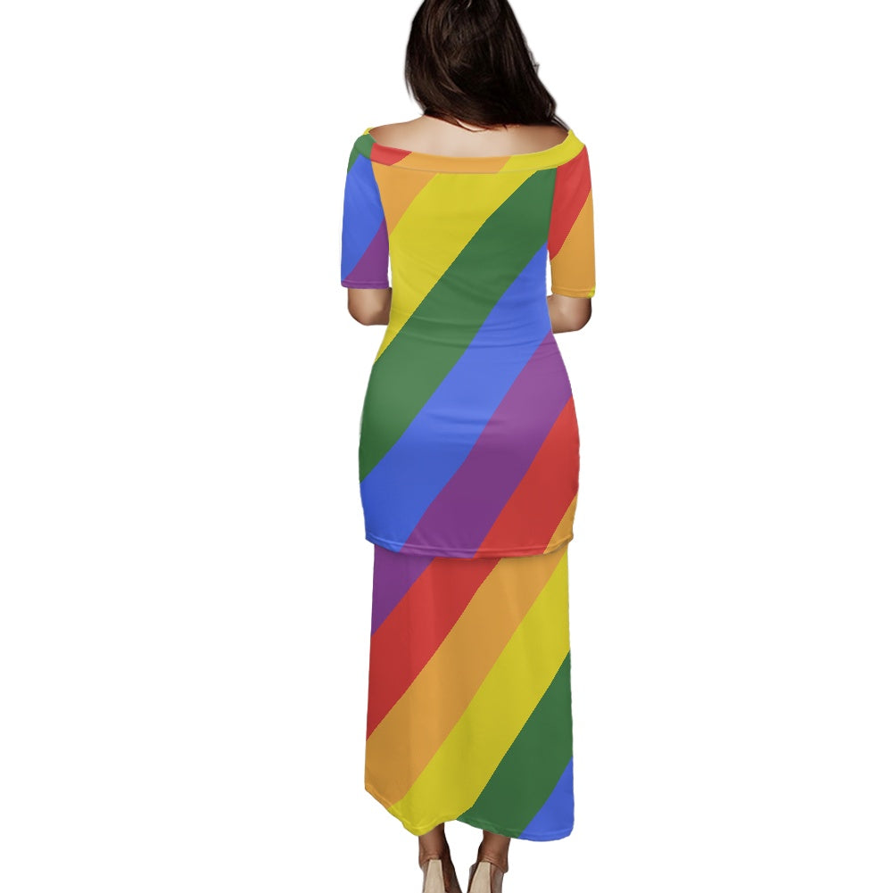 Rainbow Guinea Style Maxi Dress Set