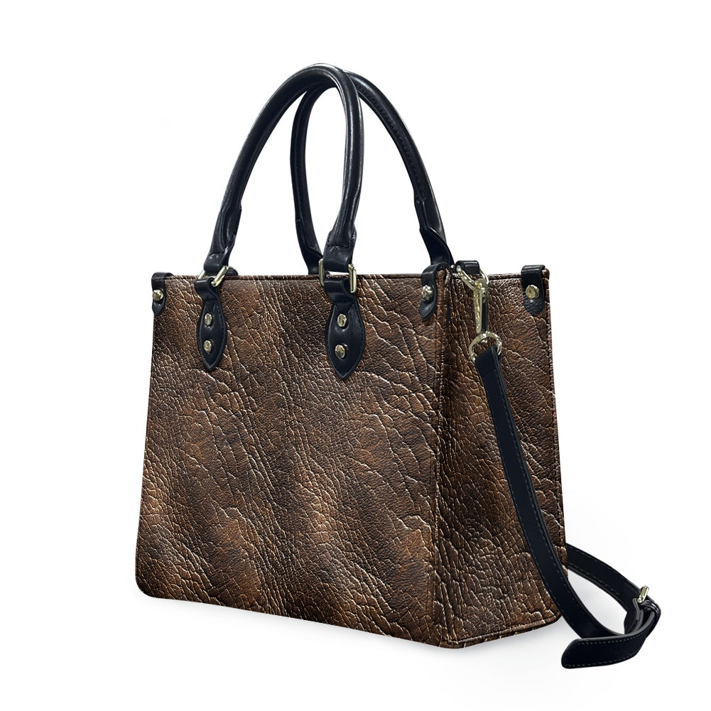 Mahogany Luxe: Premium Textured PU Leather Handbag Women's Twill