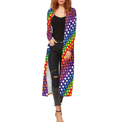 LGBTQ-Friendly Rainbow Polka Dot Women's Long-Sleeved Cloak by Luxtrini