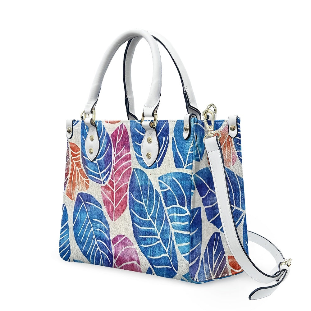 Tropical Breeze: Hand-Painted Leaf Print,  Women's PU leather twill handbag