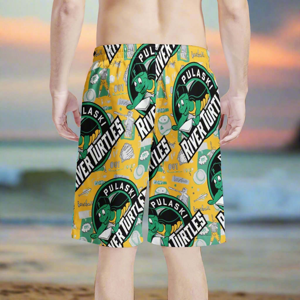 Men's All Over Board Shorts - Pulaski River Turtles Fan