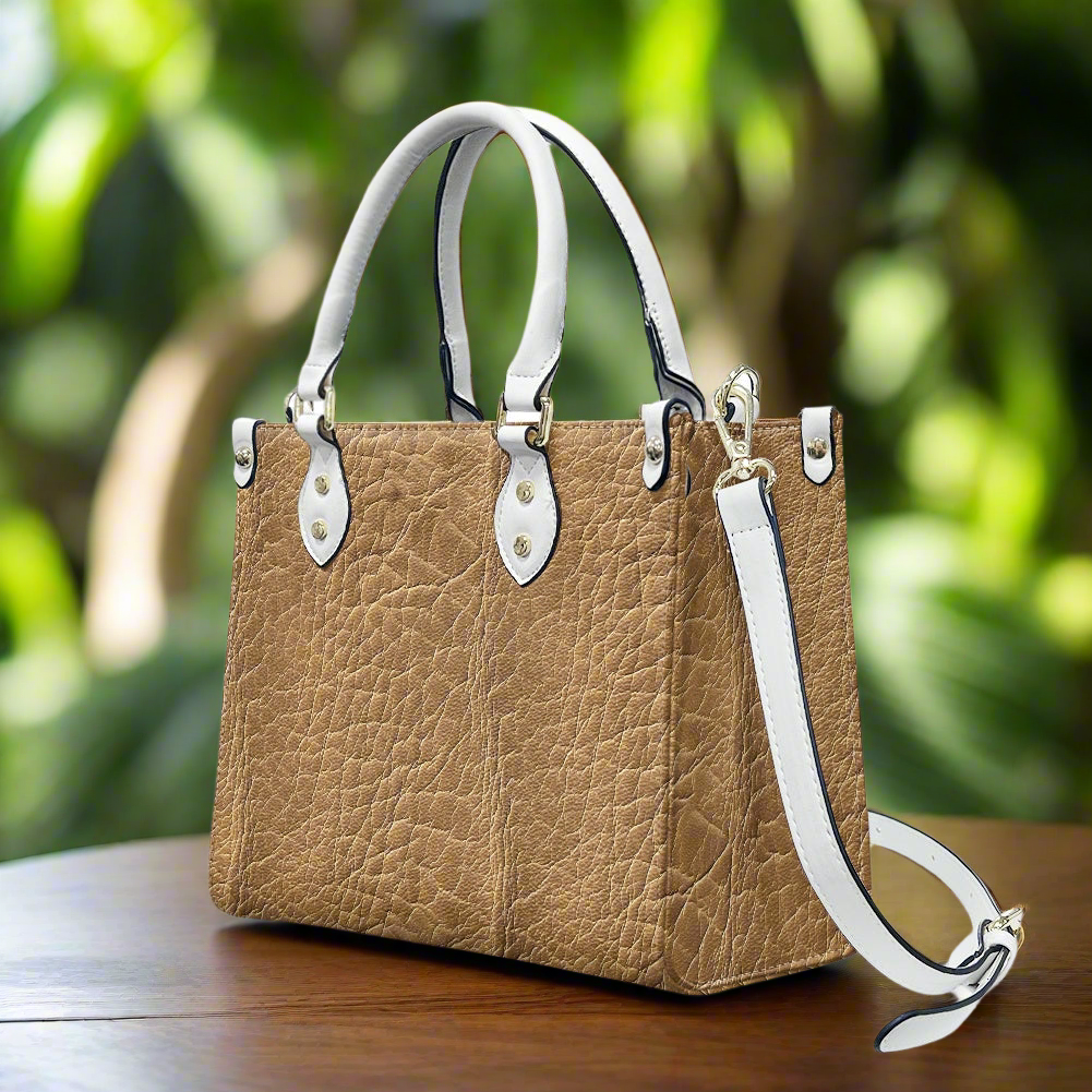 Natural Charm: Classic Brown Handbag with Intricate Grain Women's PU Leather Twill